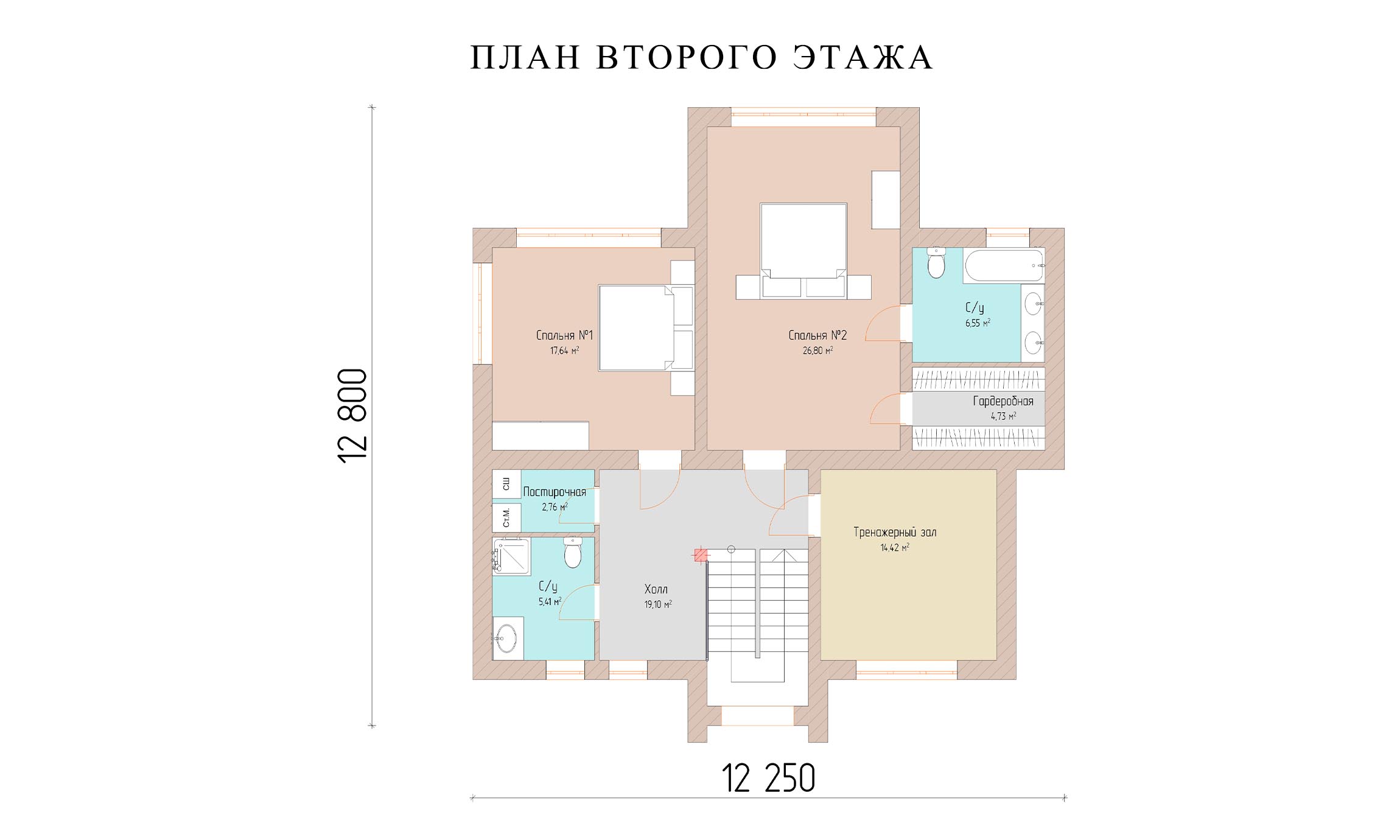 планировка 12,8х12,25