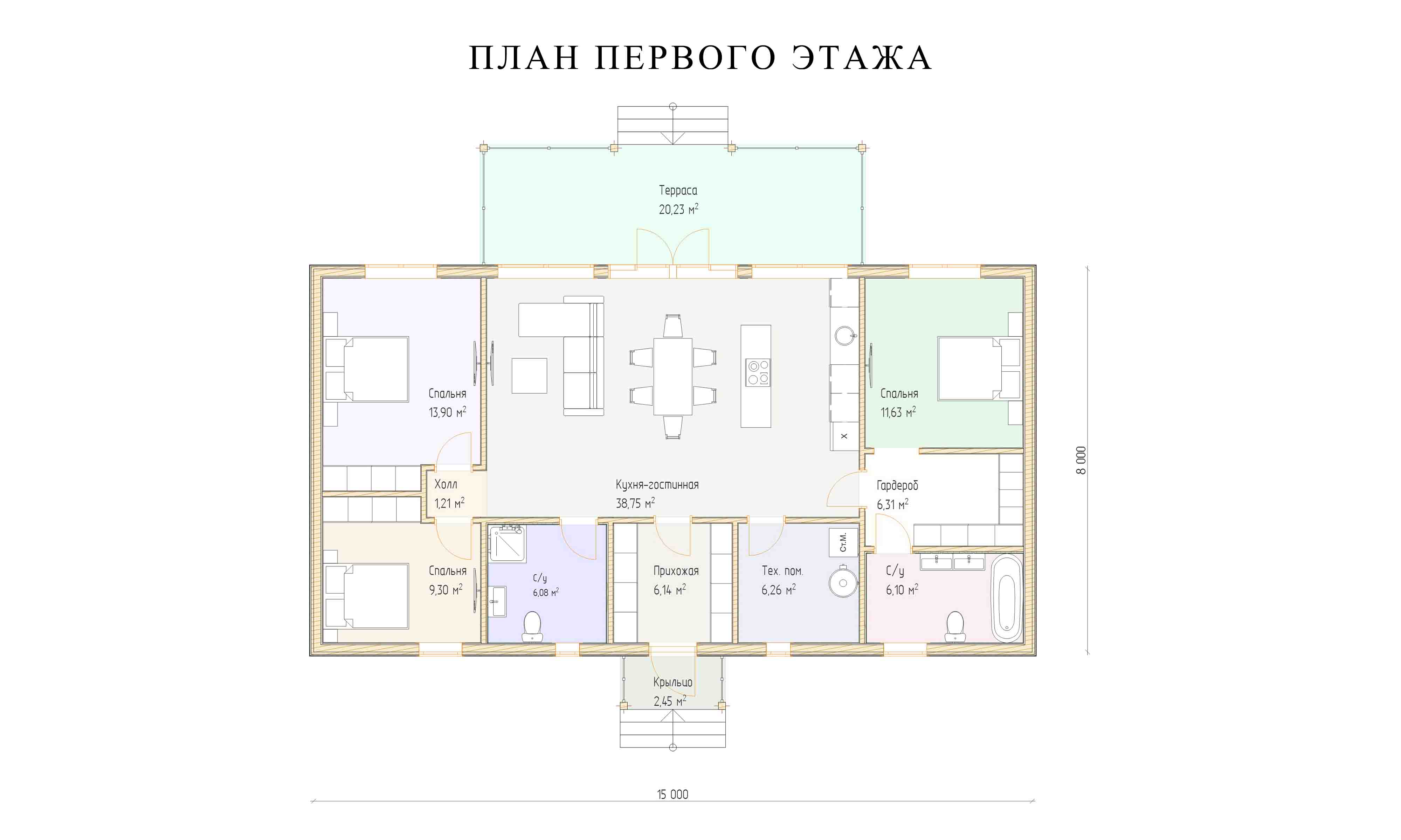 планировка 8х15
