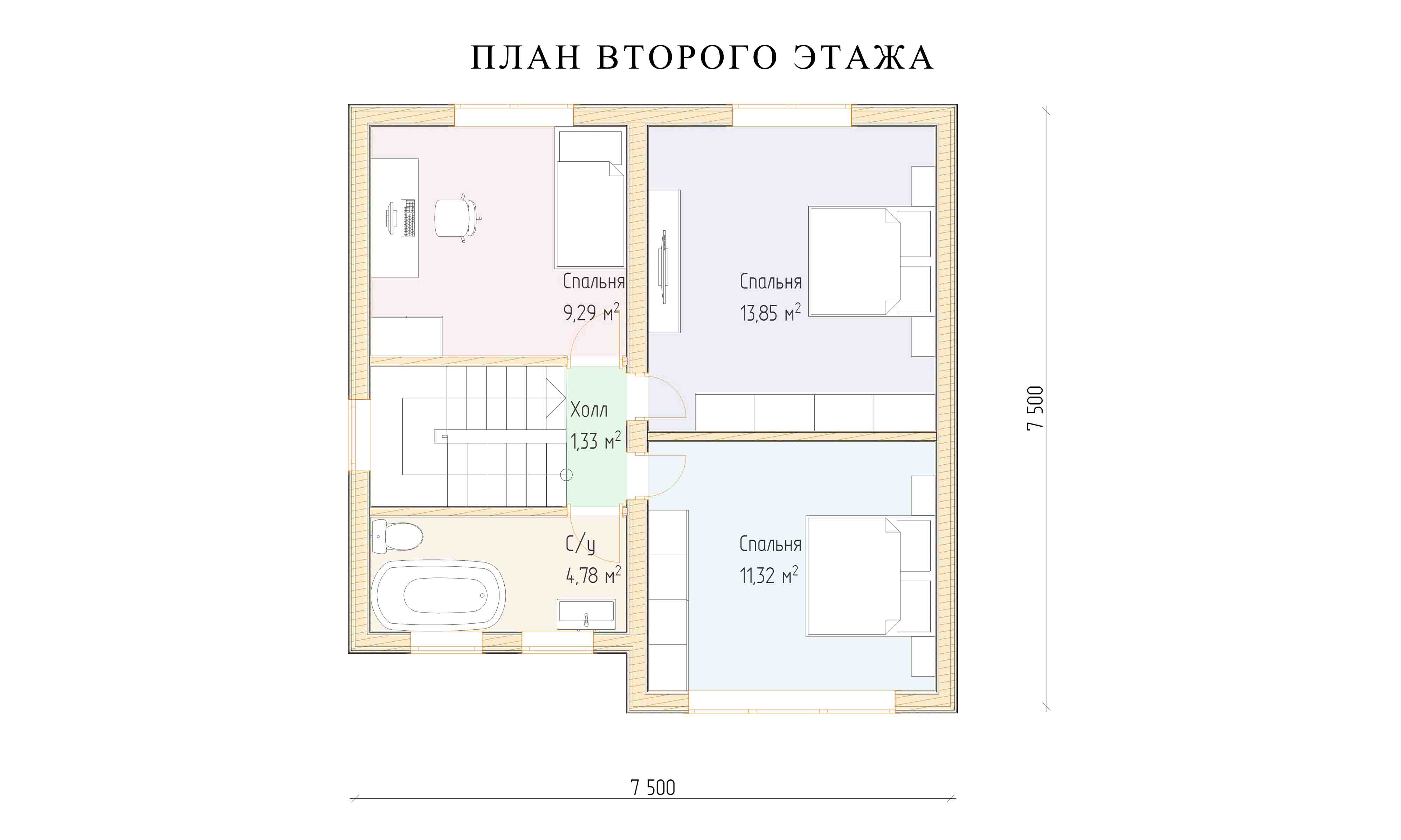 планировка 7,5х7,5
