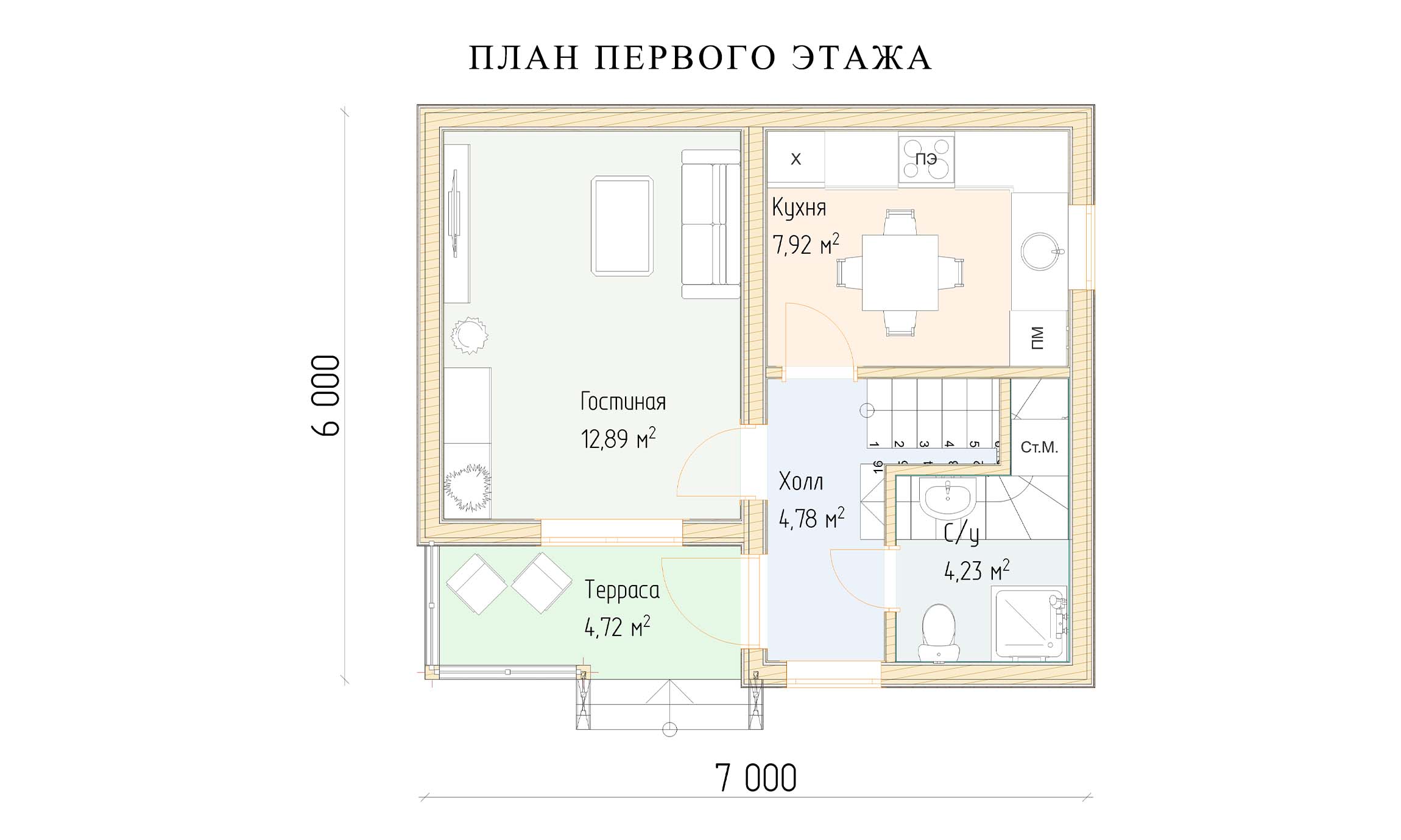 планировка 6х7