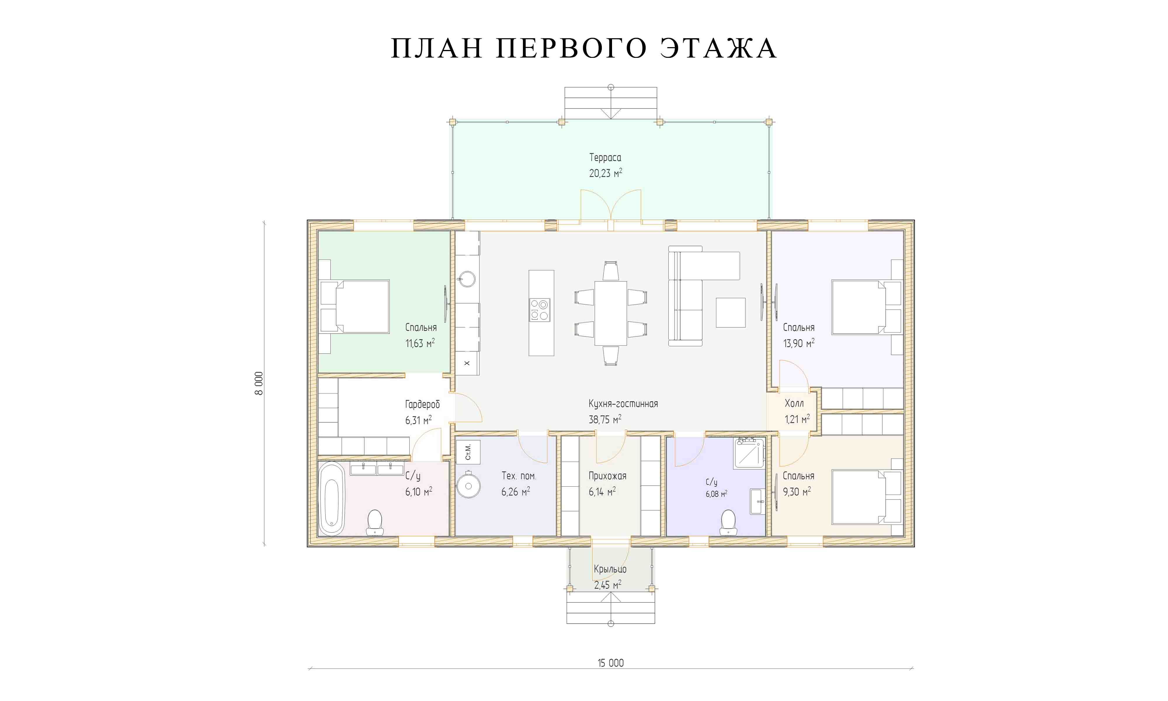 планировка 8х15