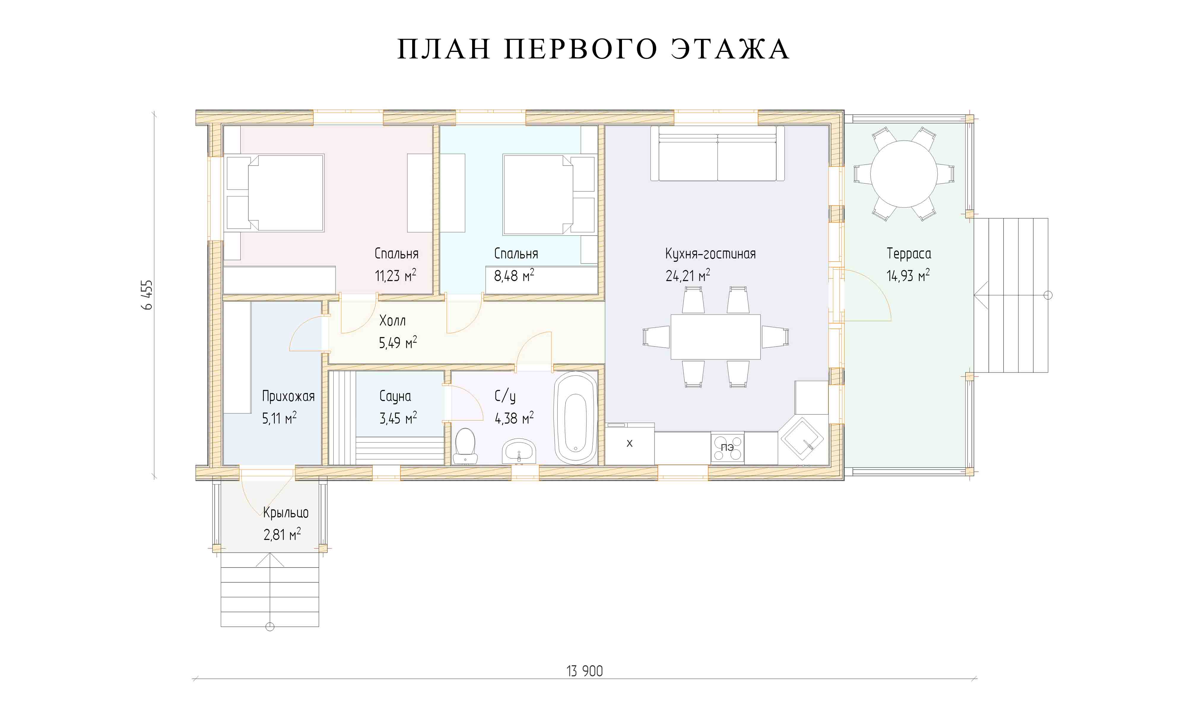 планировка 6х11