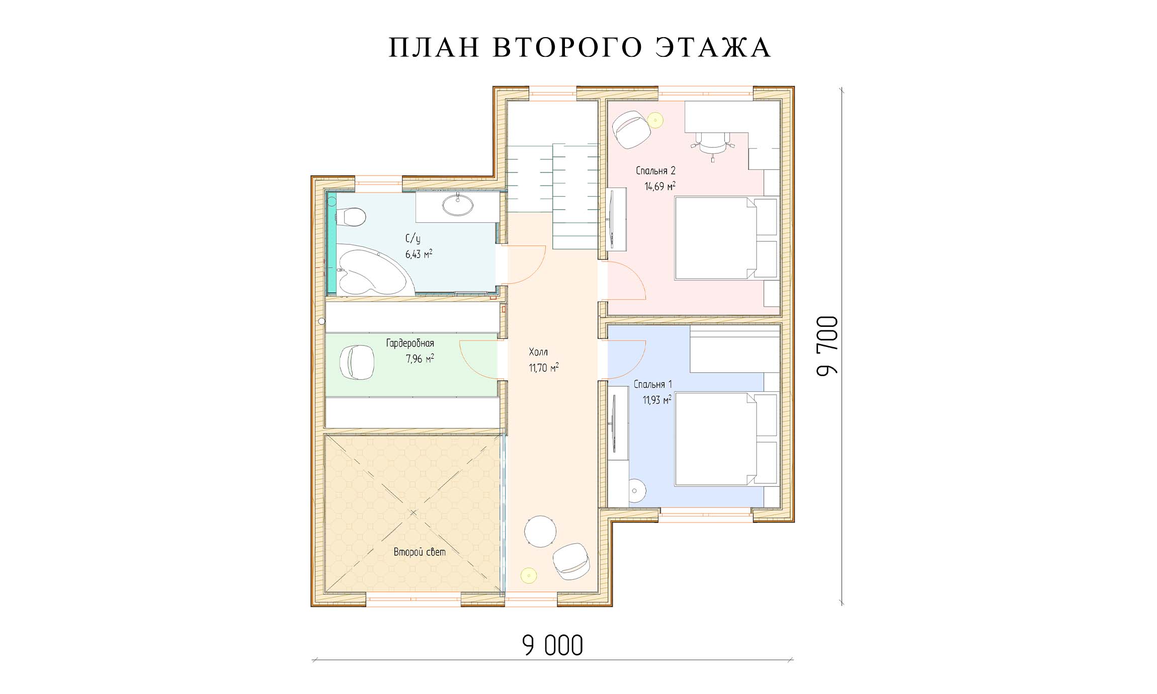 планировка 9,7х9