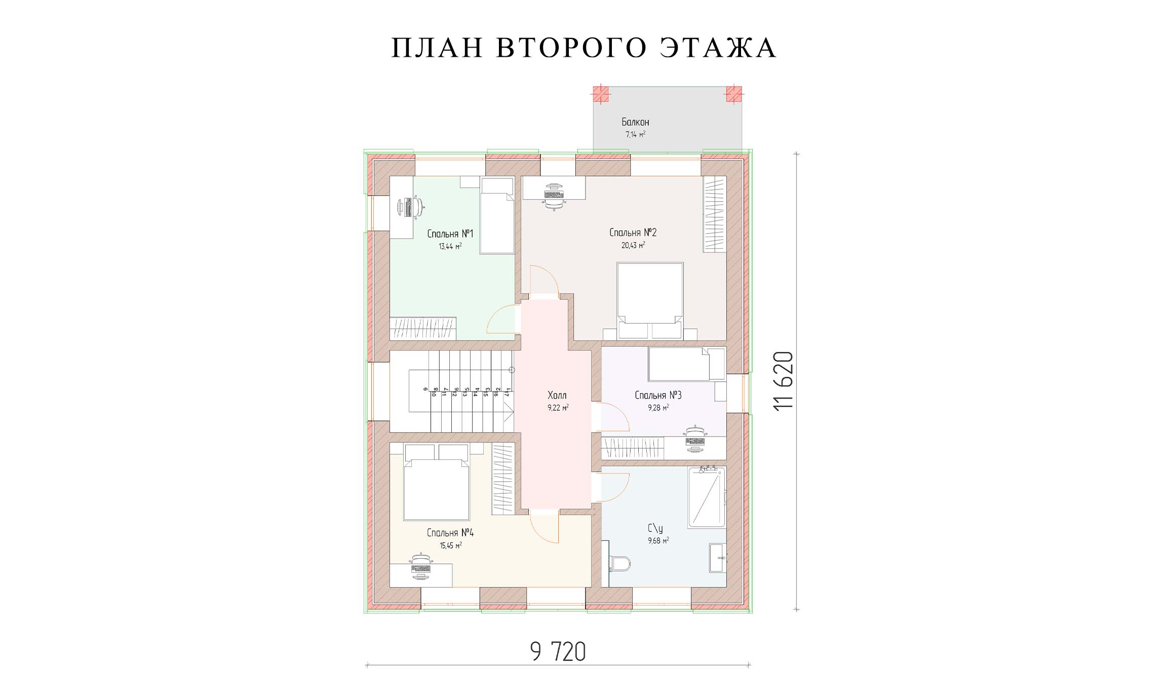 планировка 14,6х13,1