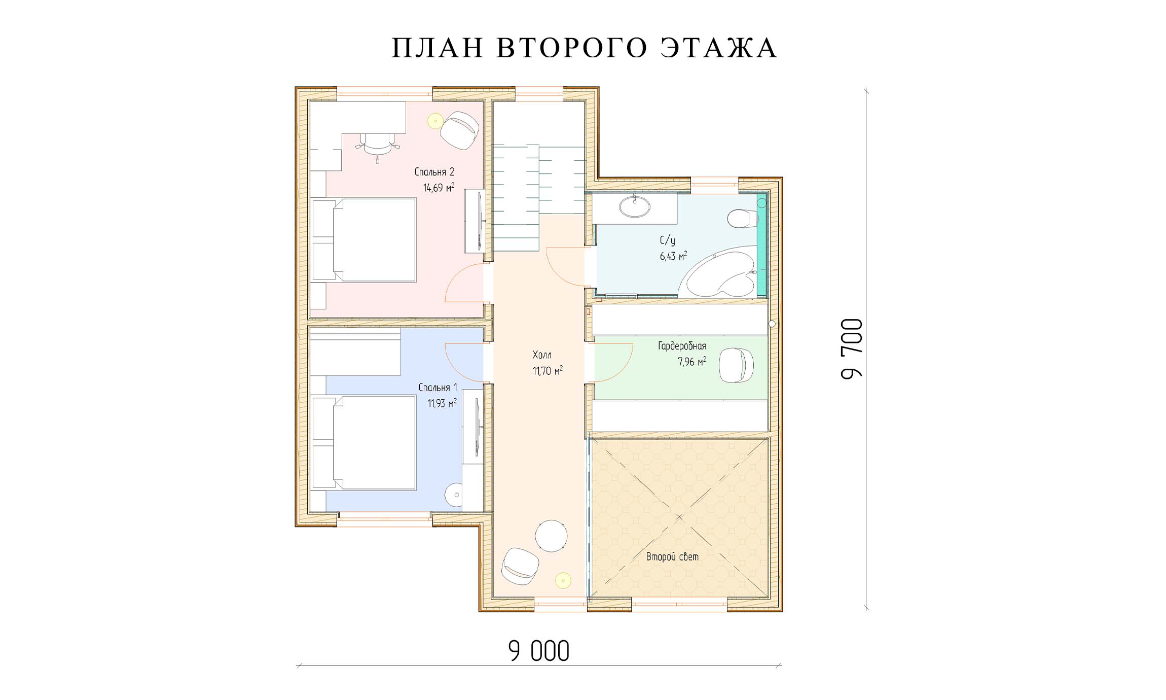 планировка 9,7х9