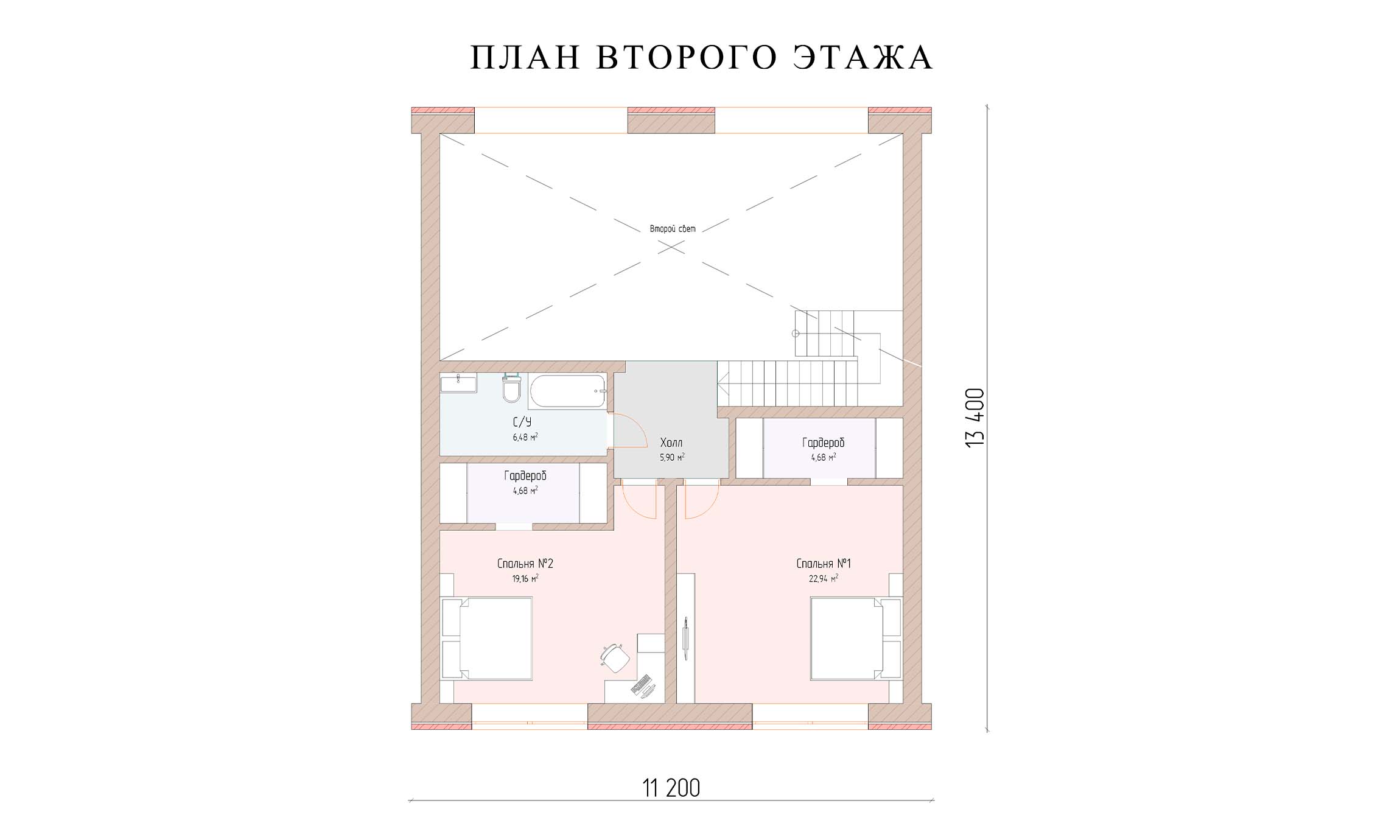 планировка 13,4х11,2