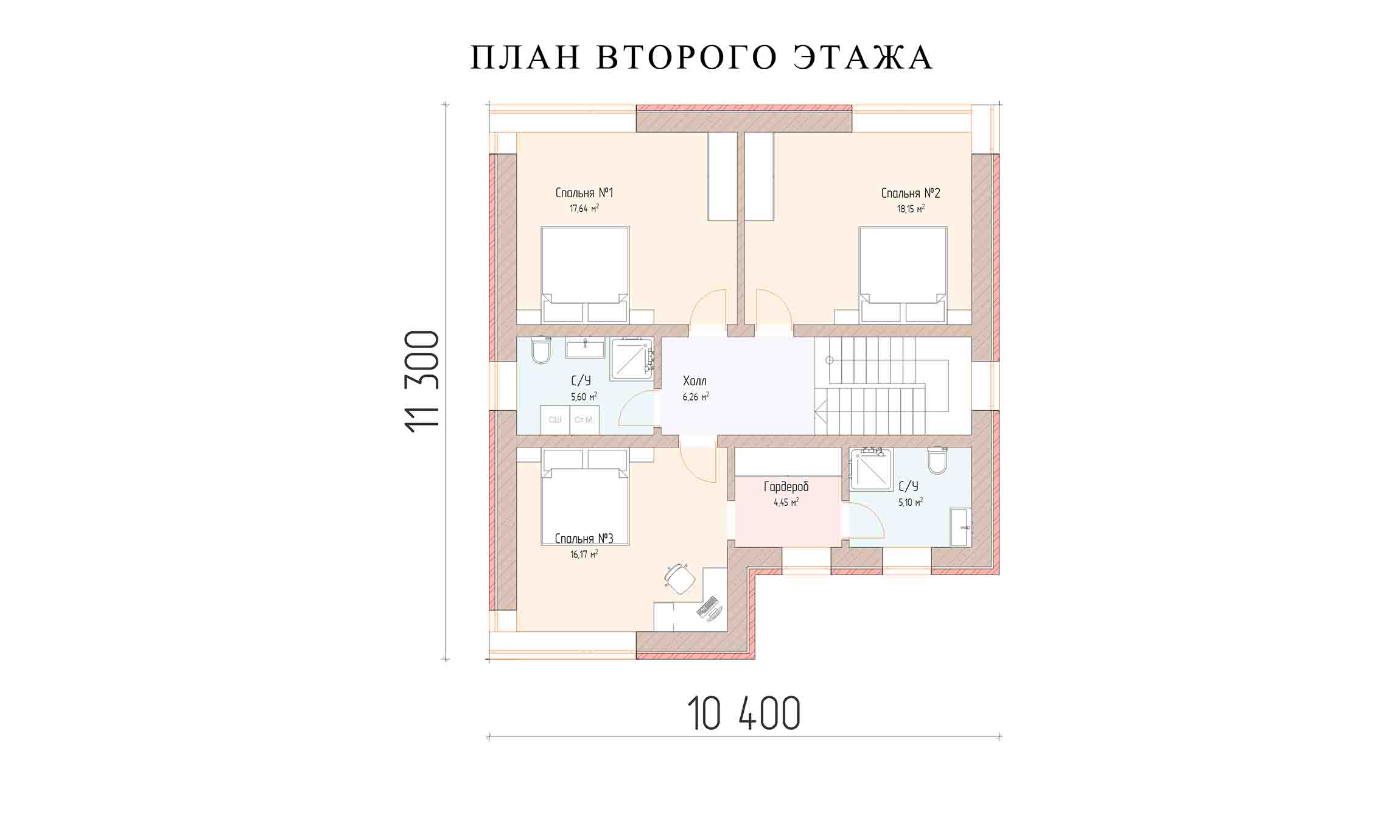 планировка 11,3х10,4