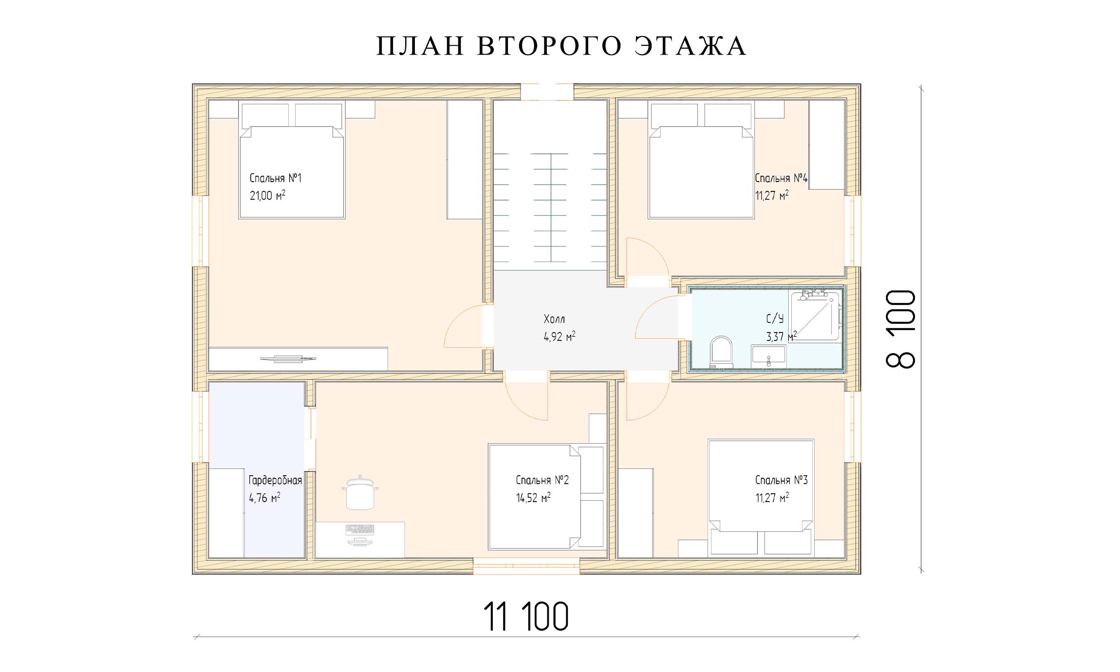 планировка 8х11