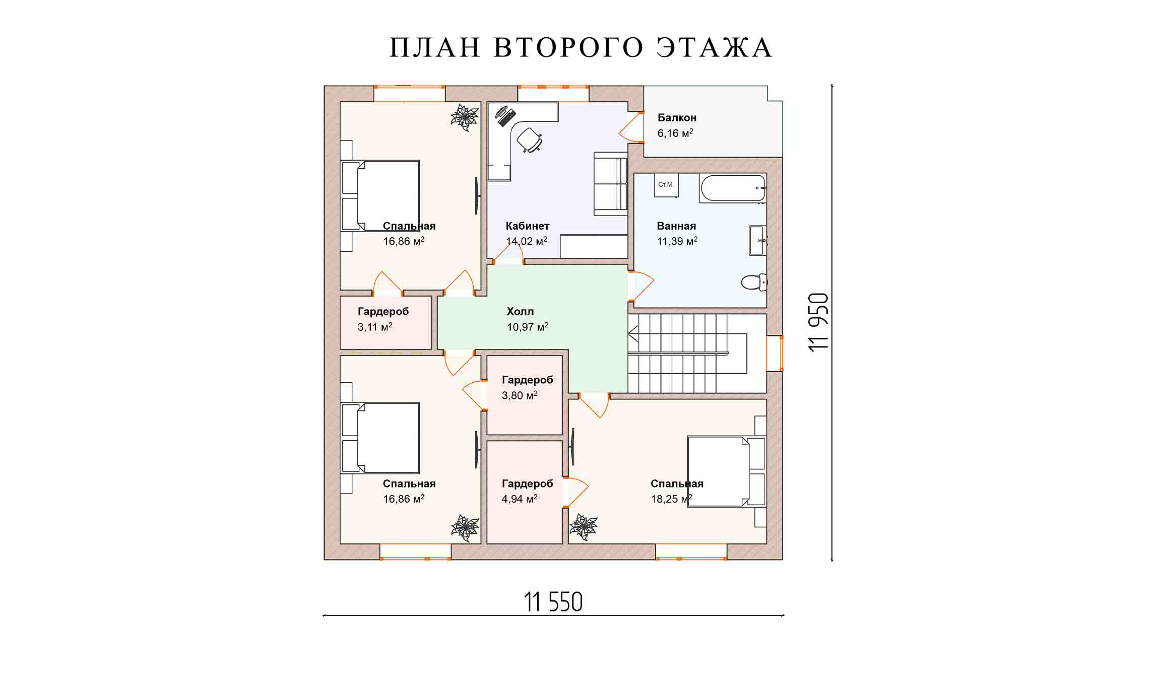 планировка 11,9х11,5