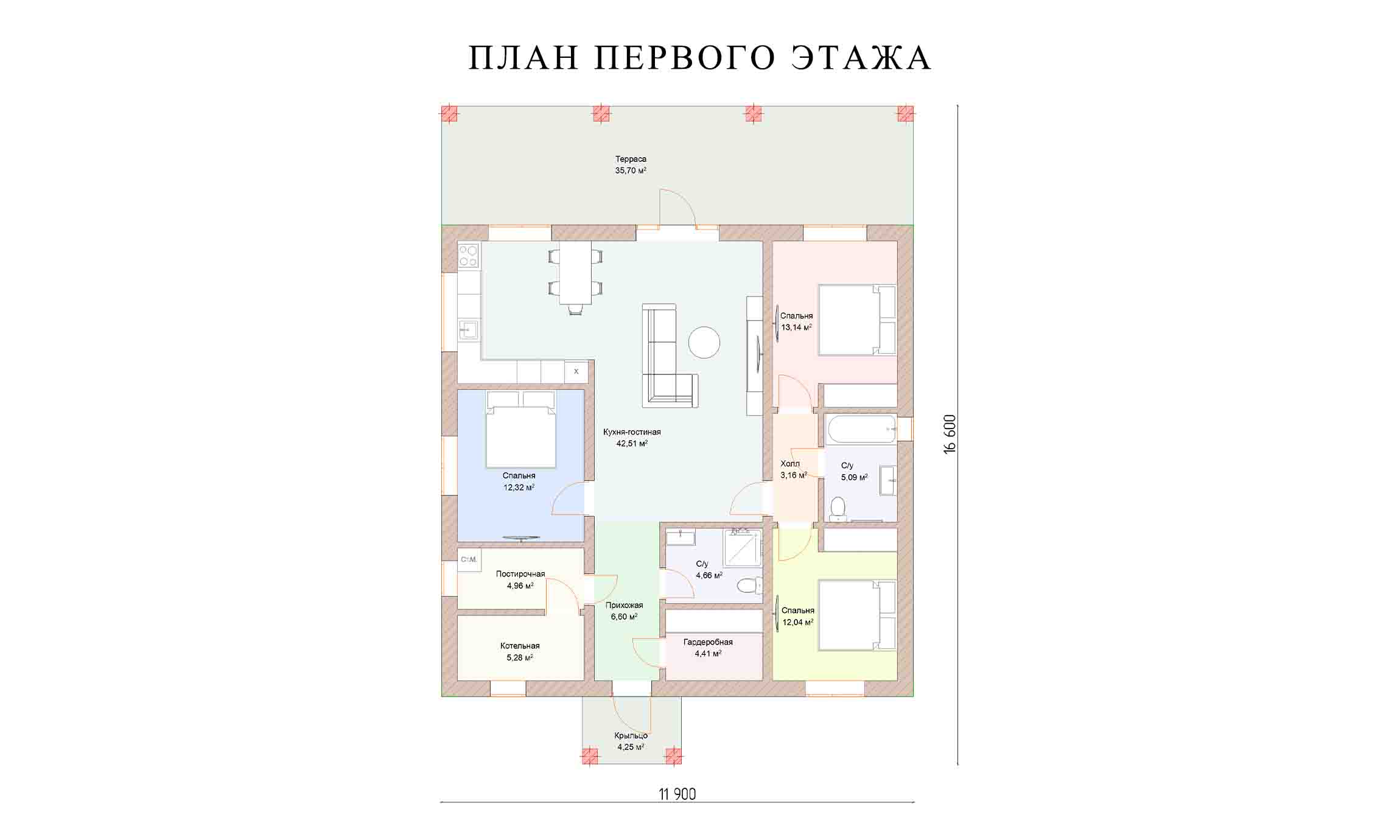планировка 11,9х11,9