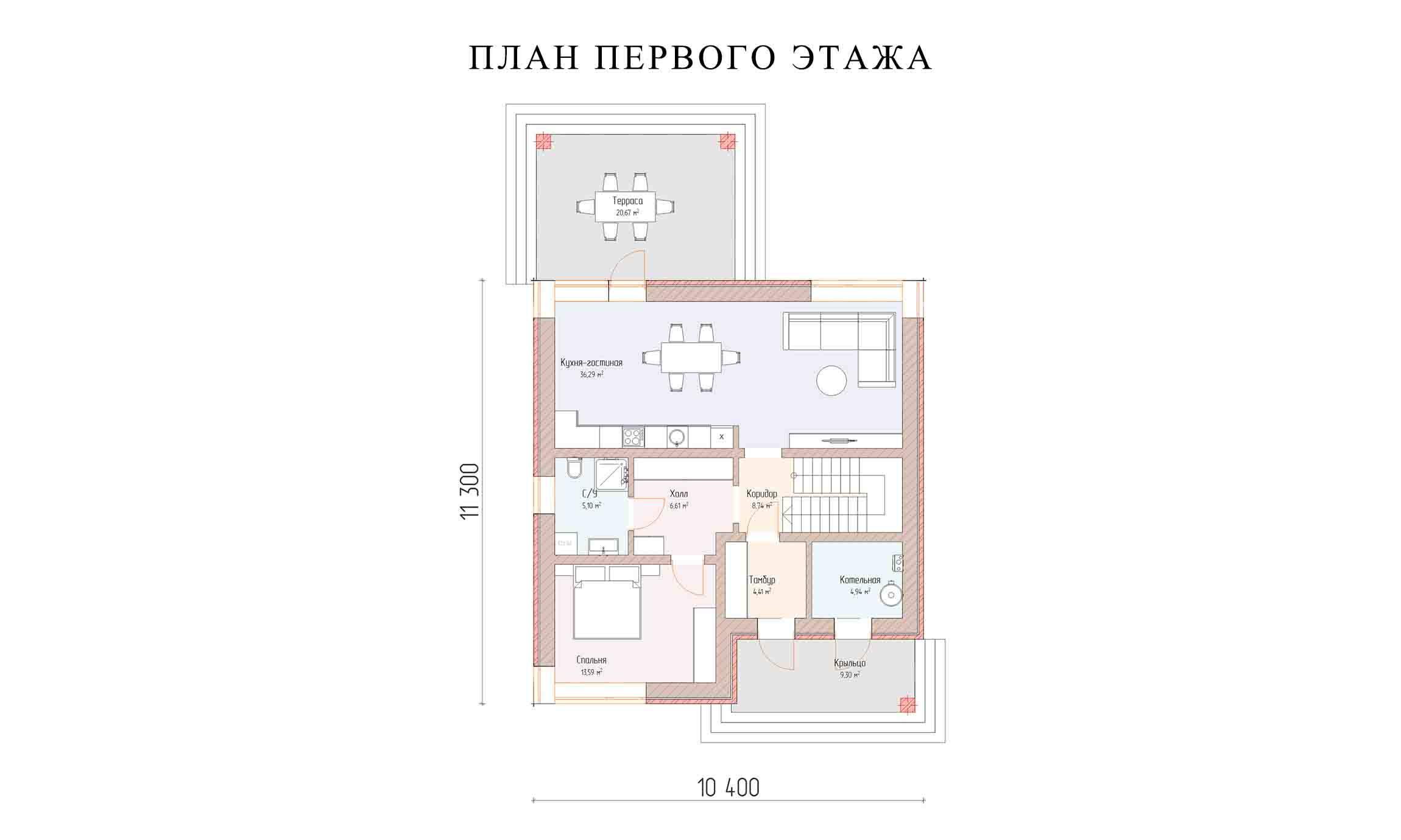 планировка 11,3х10,4