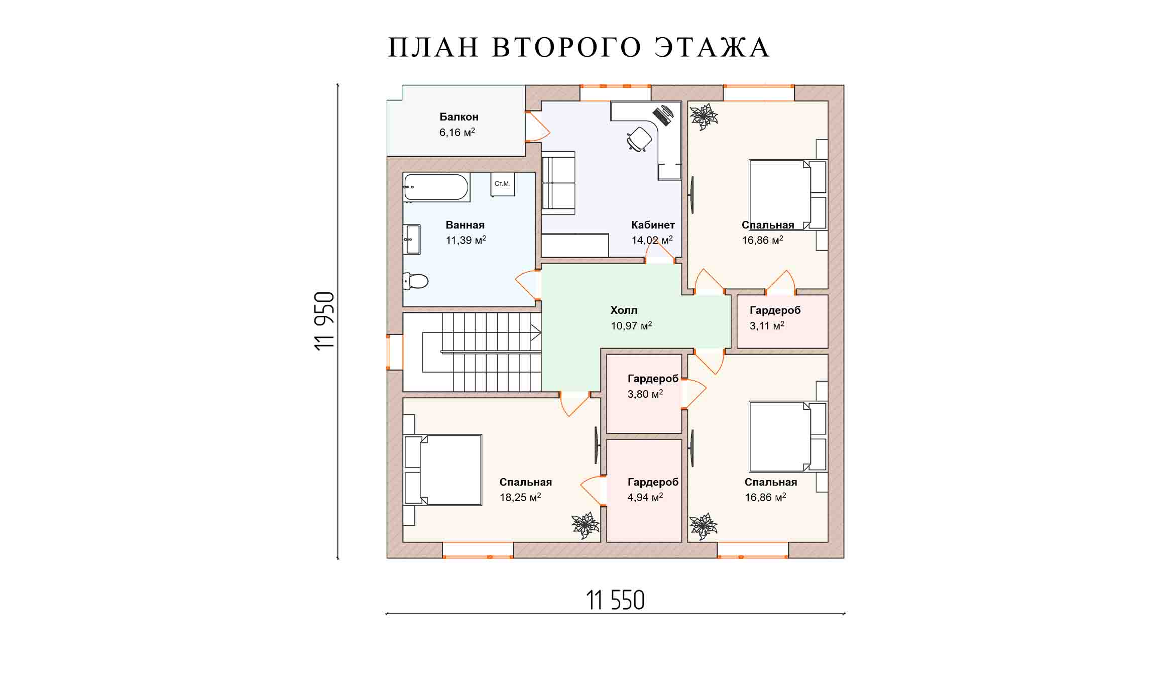 планировка 11,9х11,5