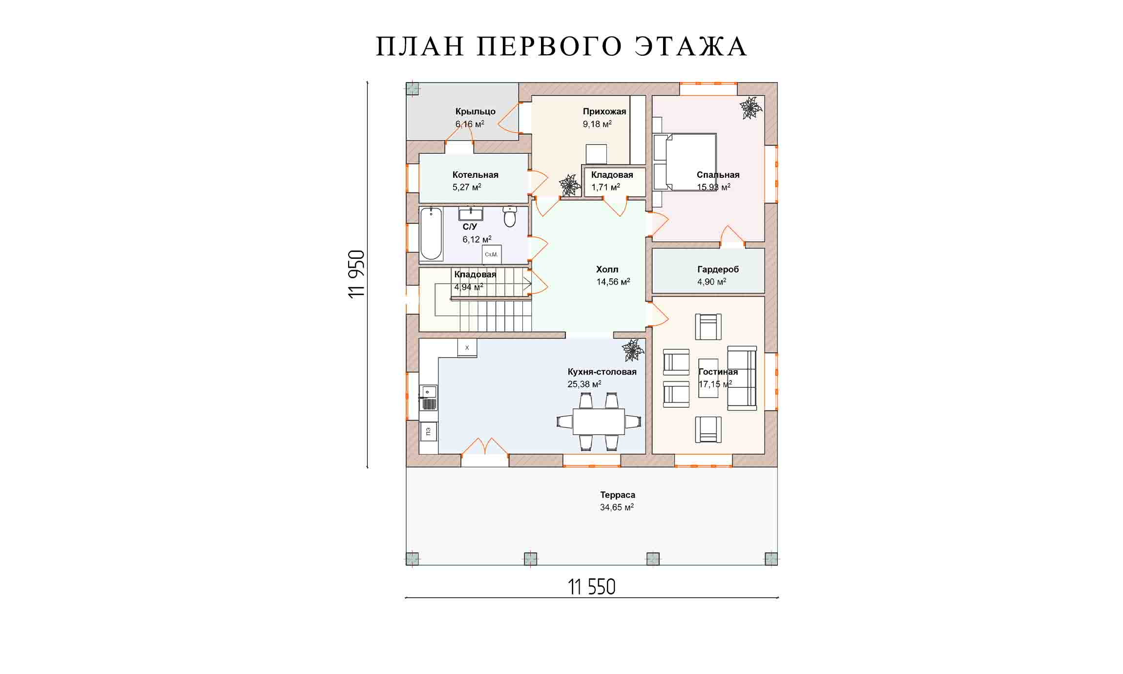 планировка 11,9х11,5