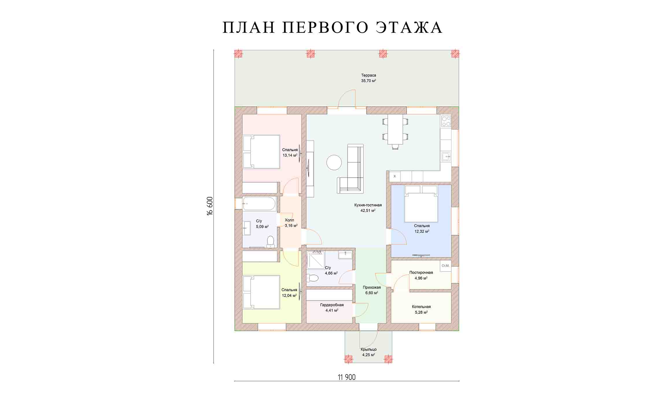 планировка 11,9х11,9