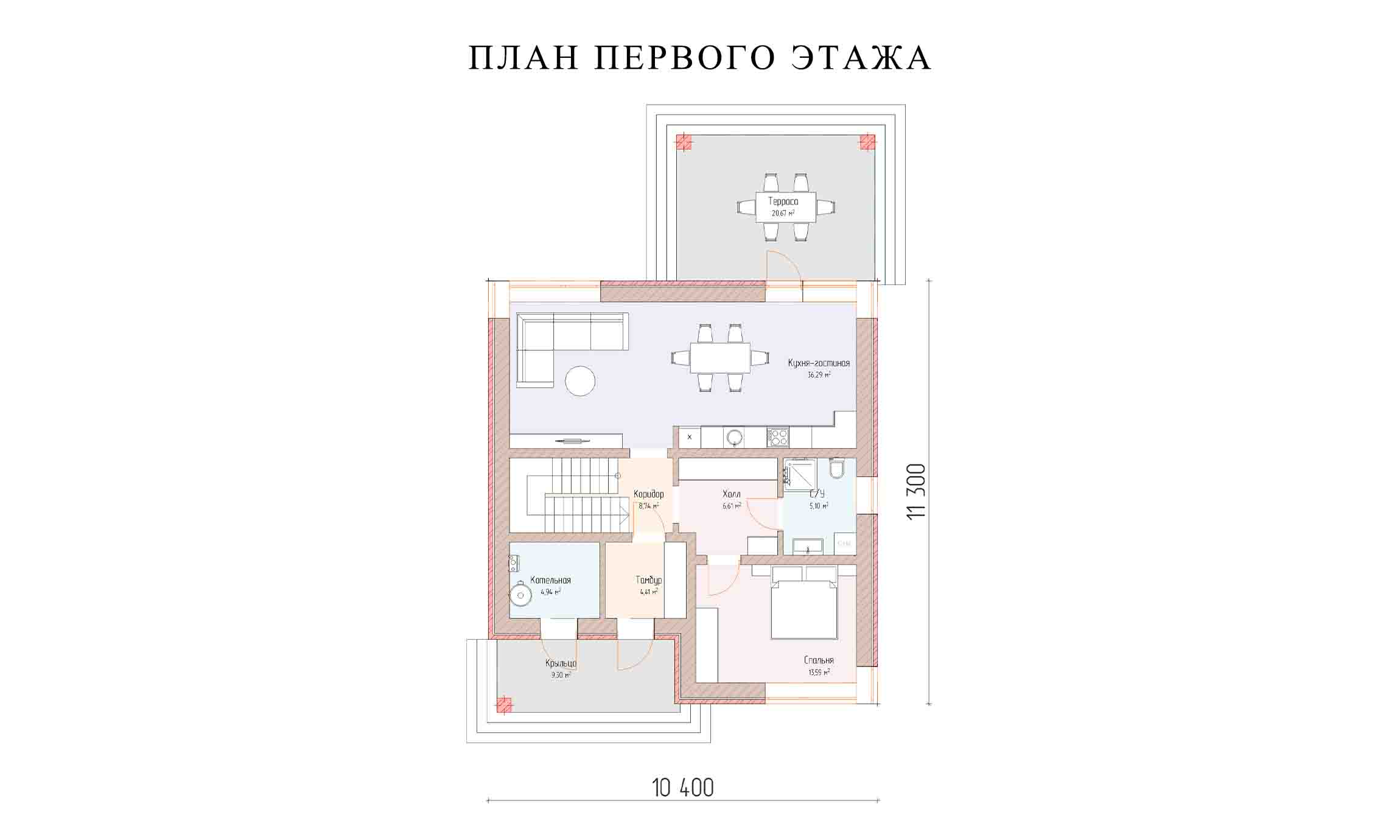 планировка 11,3х10,4