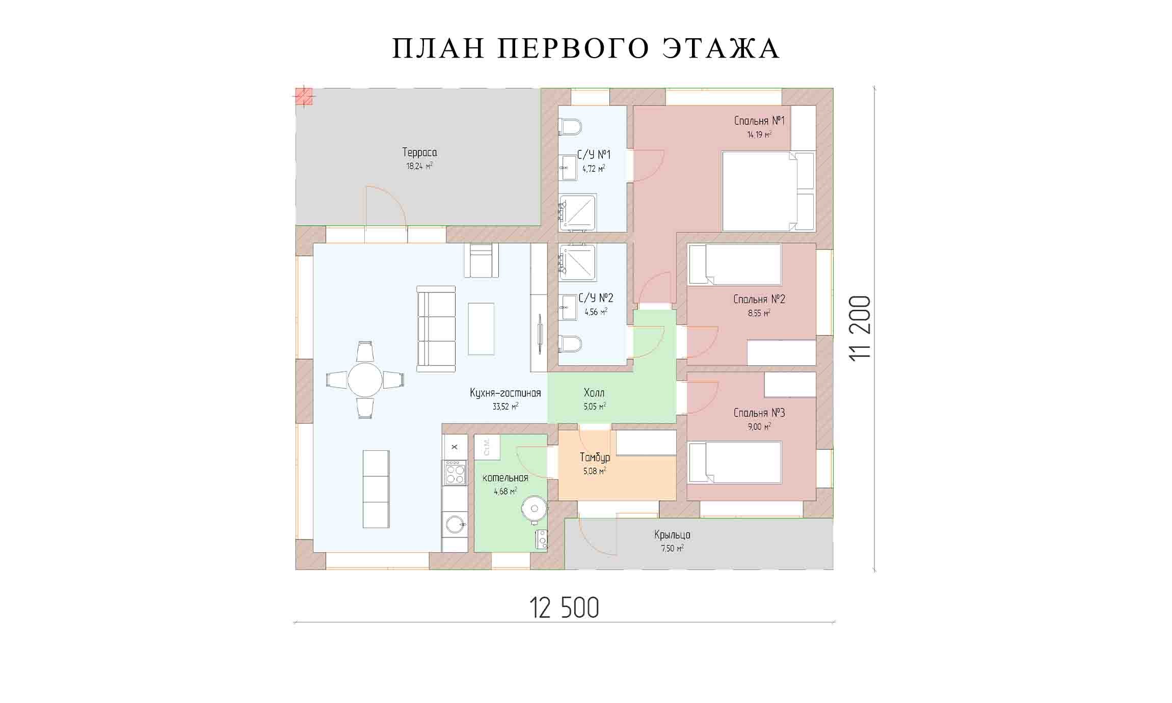 планировка 12,5х11,2
