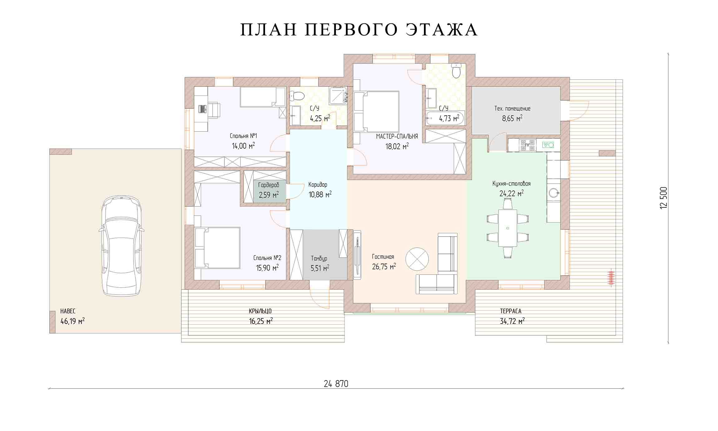 планировка 16,7х11,2