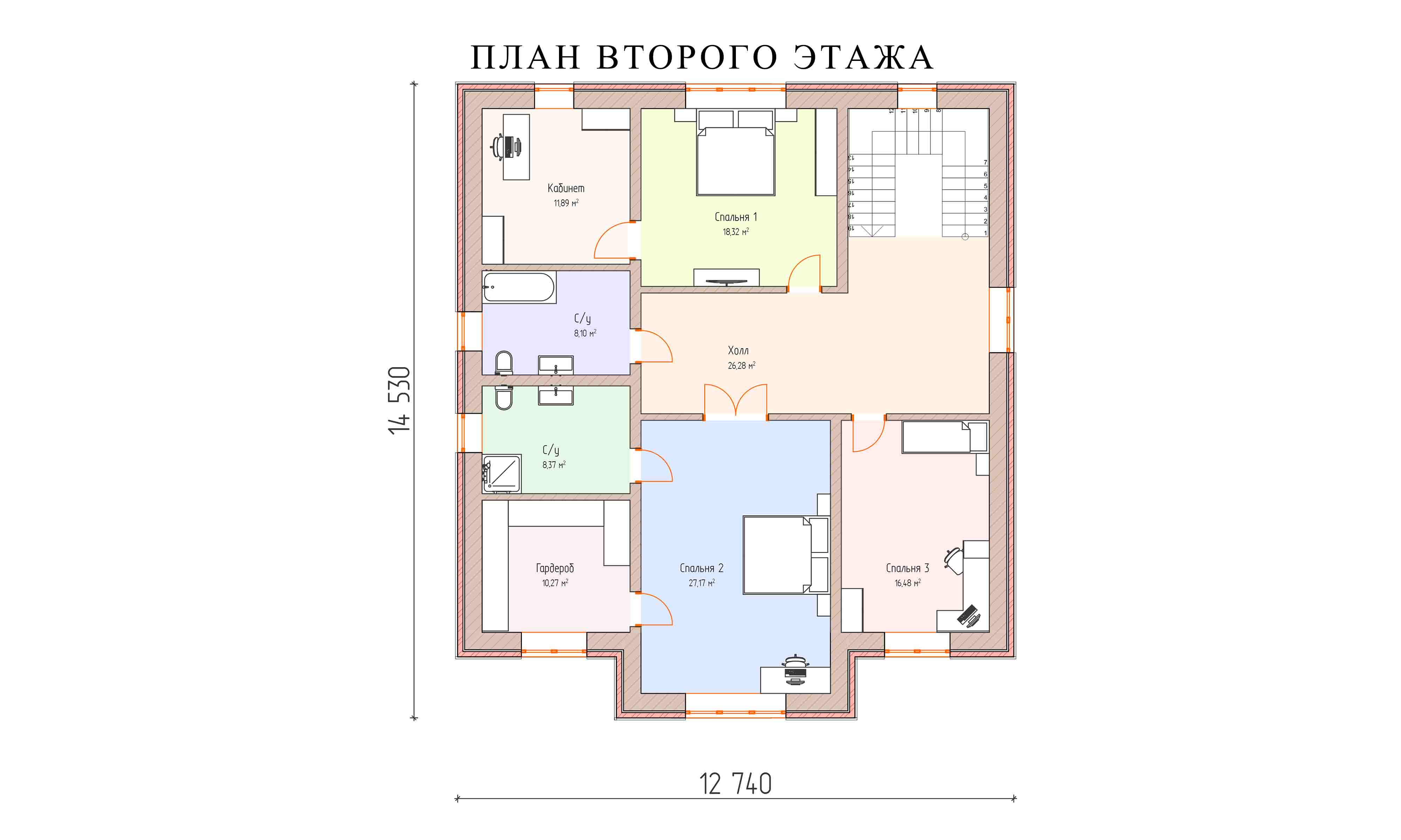 планировка 13х12,7