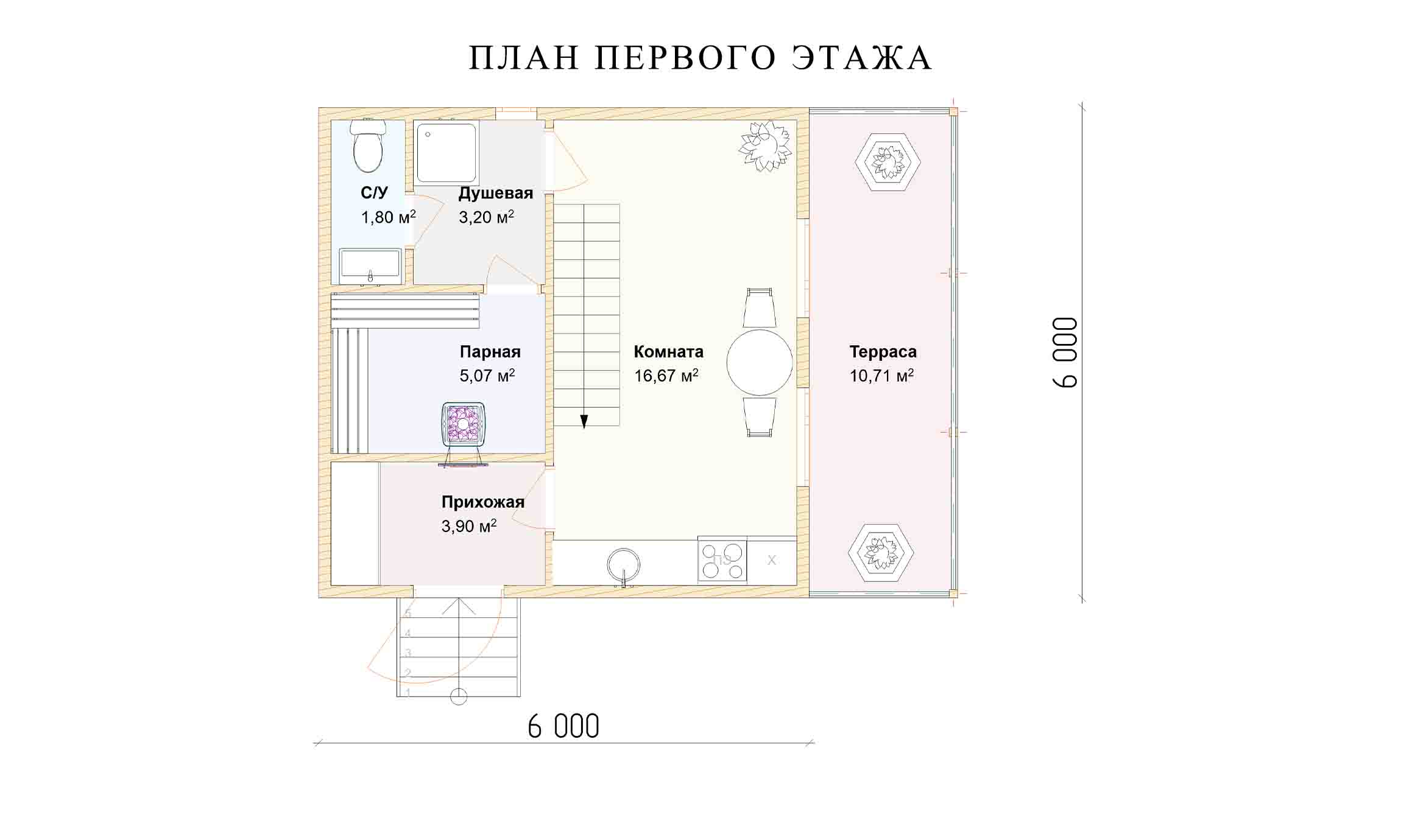 планировка 6х6