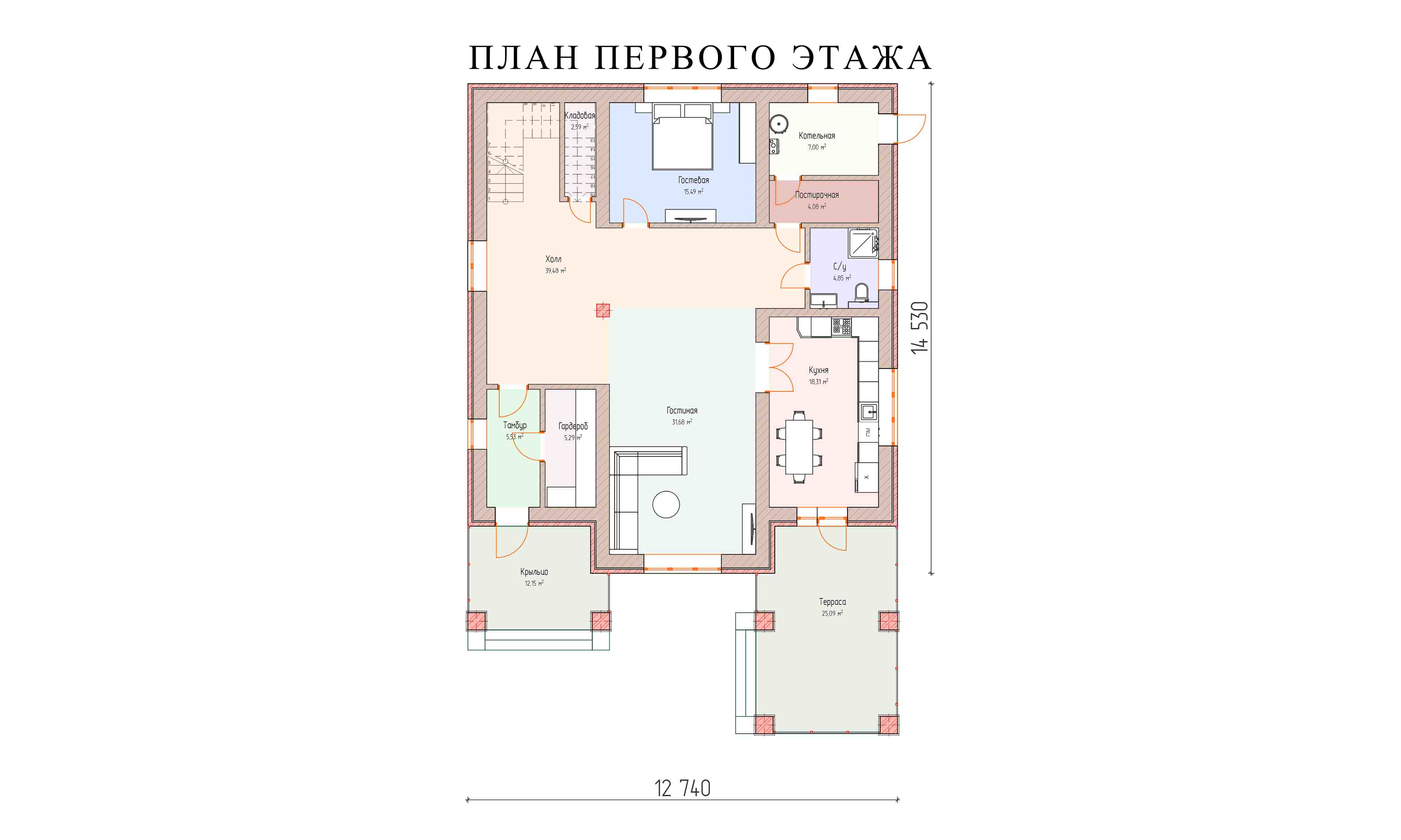 планировка 13х12,7