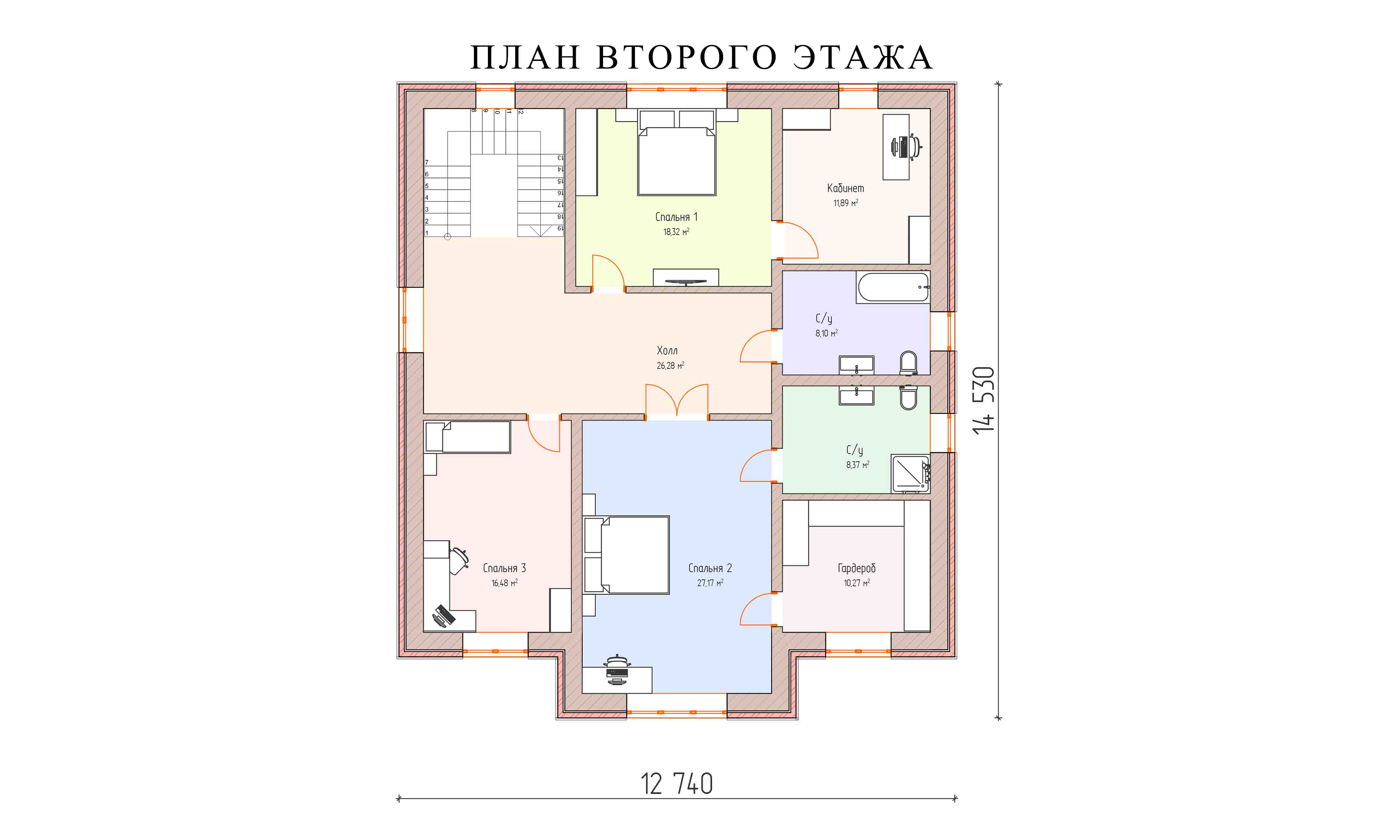 планировка 13х12,7