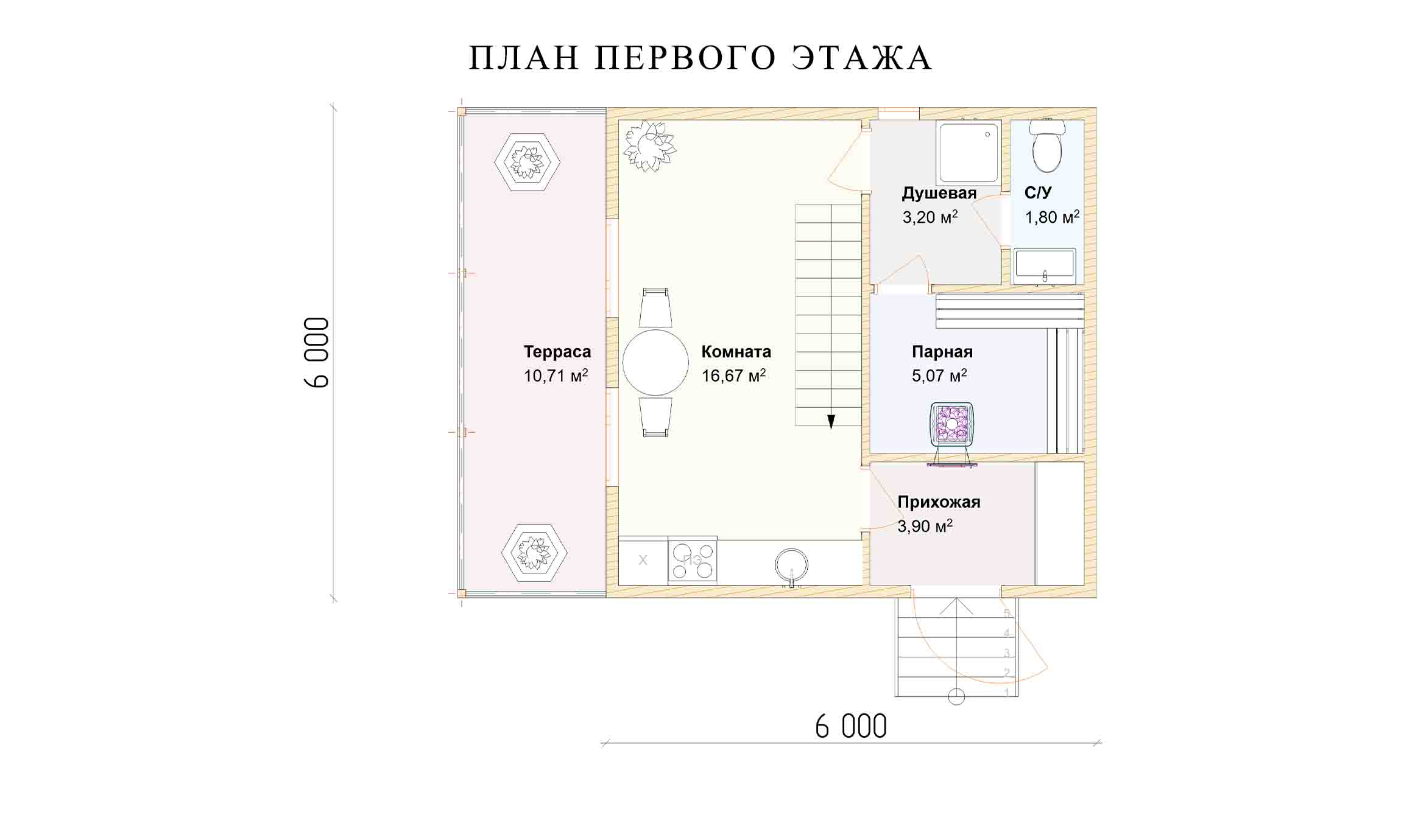 планировка 6х6